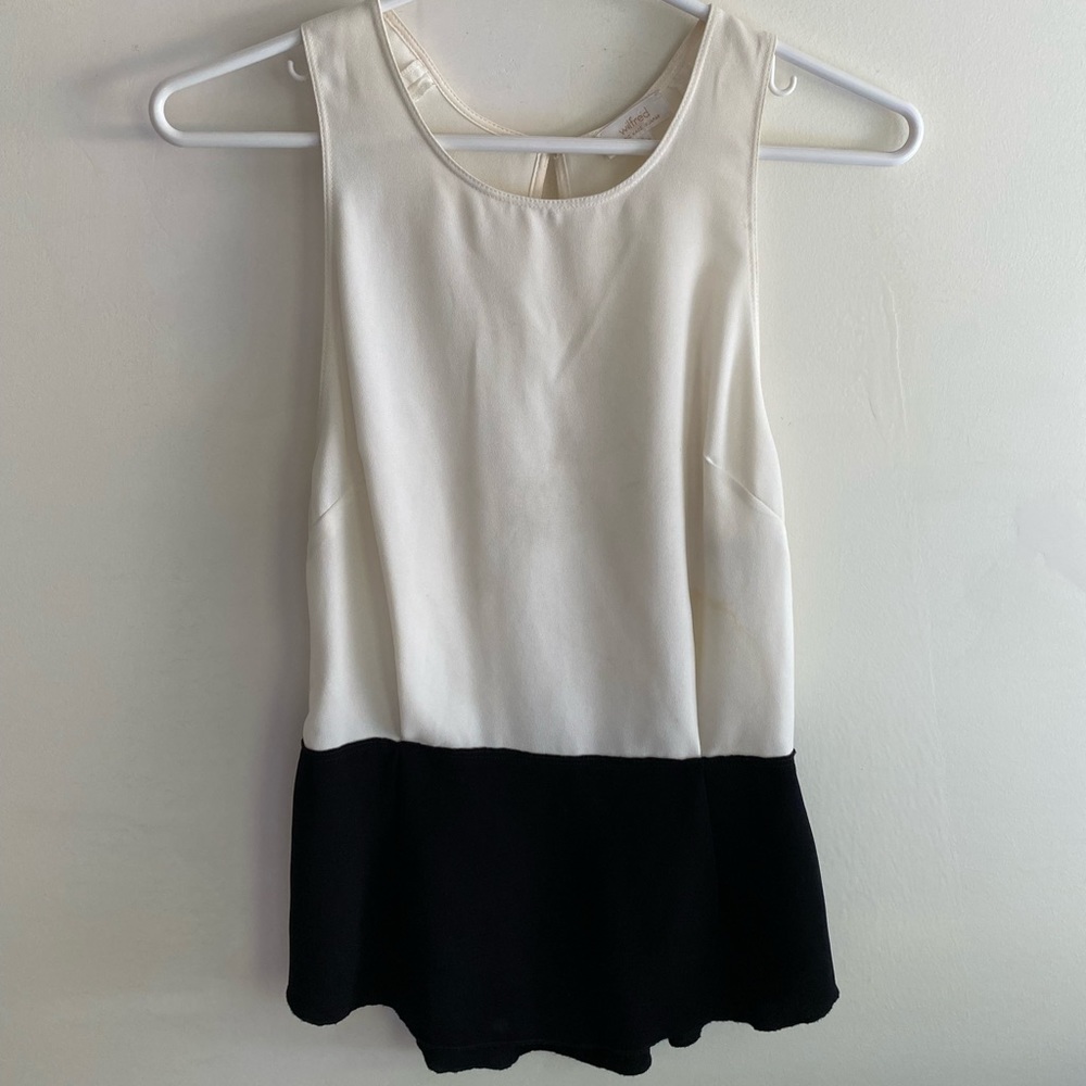 ARITZIA Wilfred black and white peplum top